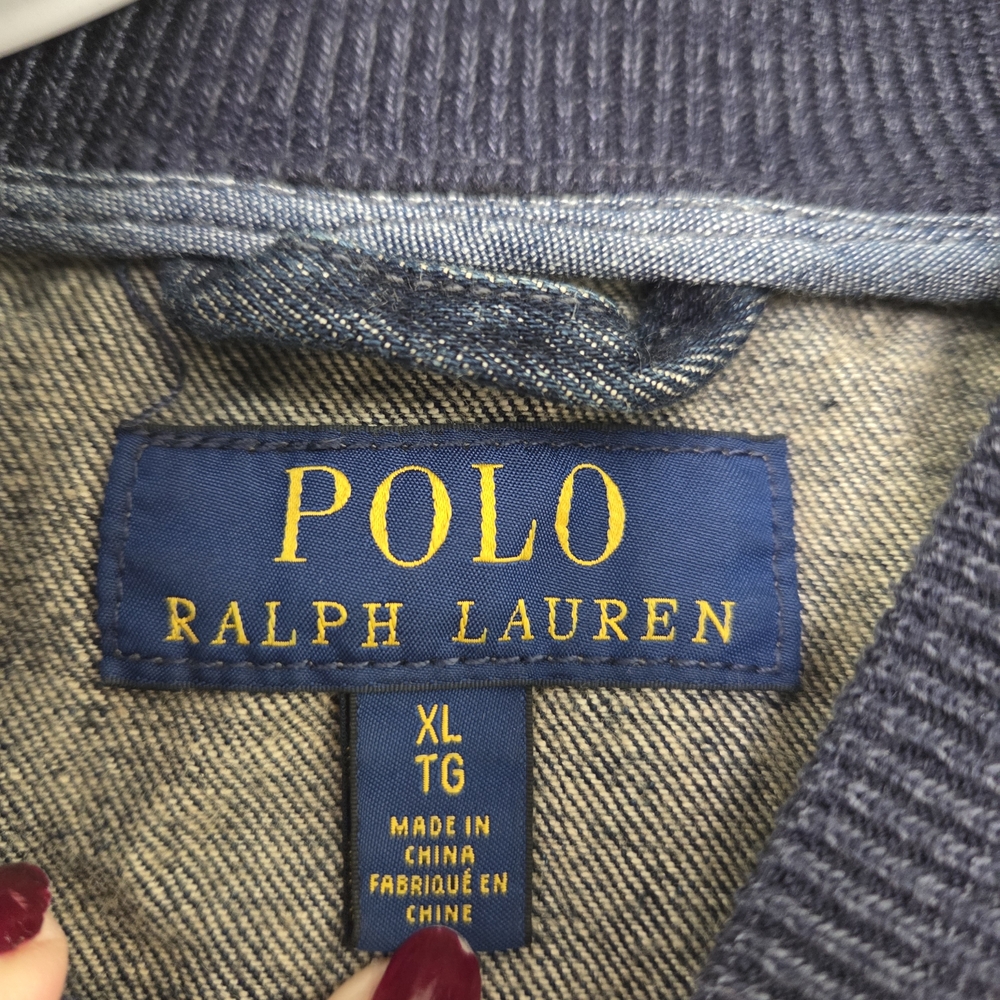 Polo by Ralph Lauren Denim Varsity Jacket with Yellow Accents - Picture 6 of 14